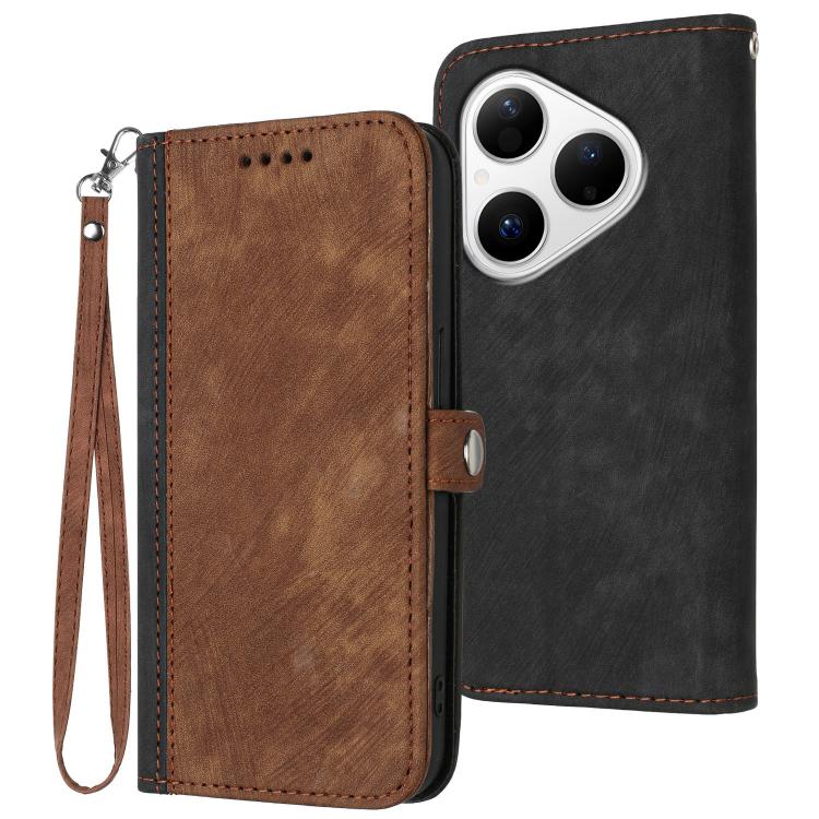 Side Buckle Double Fold Hand Strap Leather Phone Case, For Huawei Enjoy 80 Plus, For Huawei Pura 80 5G, For Huawei Mate 70 Pro / Mate 70 Pro+, For Huawei Mate 70, For Huawei Pura 70 Pro / Pura 70 Pro+, For Huawei nova 12i, For Huawei nova 12s          ...