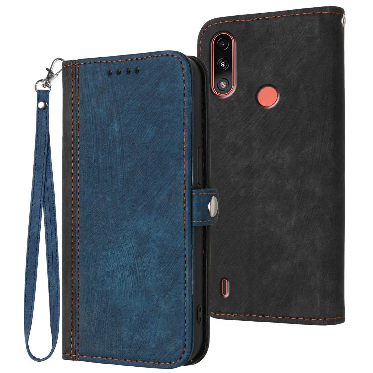 Side Buckle Double Fold Hand Strap Leather Phone Case, For Motorola Moto G22, For Motorola Moto E7 Power