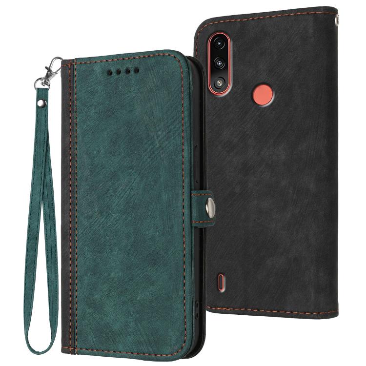 Side Buckle Double Fold Hand Strap Leather Phone Case, For Motorola Moto G22, For Motorola Moto E7 Power
