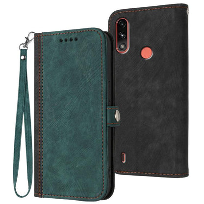 Side Buckle Double Fold Hand Strap Leather Phone Case, For Motorola Moto G22, For Motorola Moto E7 Power