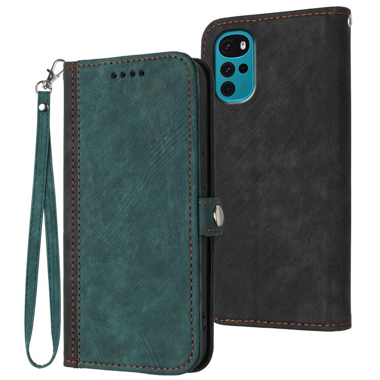 Side Buckle Double Fold Hand Strap Leather Phone Case, For Motorola Moto G22, For Motorola Moto E7 Power