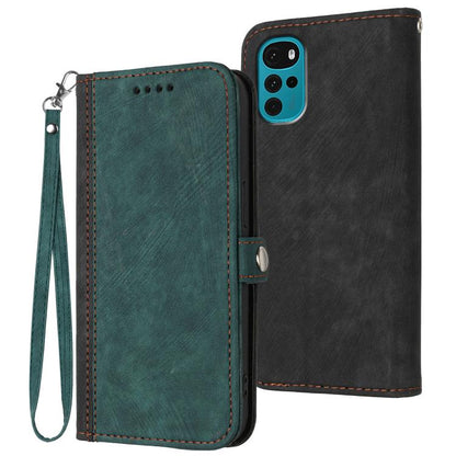 Side Buckle Double Fold Hand Strap Leather Phone Case, For Motorola Moto G22, For Motorola Moto E7 Power