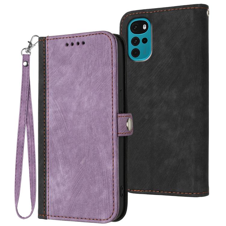 Side Buckle Double Fold Hand Strap Leather Phone Case, For Motorola Moto G22, For Motorola Moto E7 Power