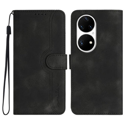 Black leather wallet-style phone case with wrist strap, stitched panel, and camera cutout