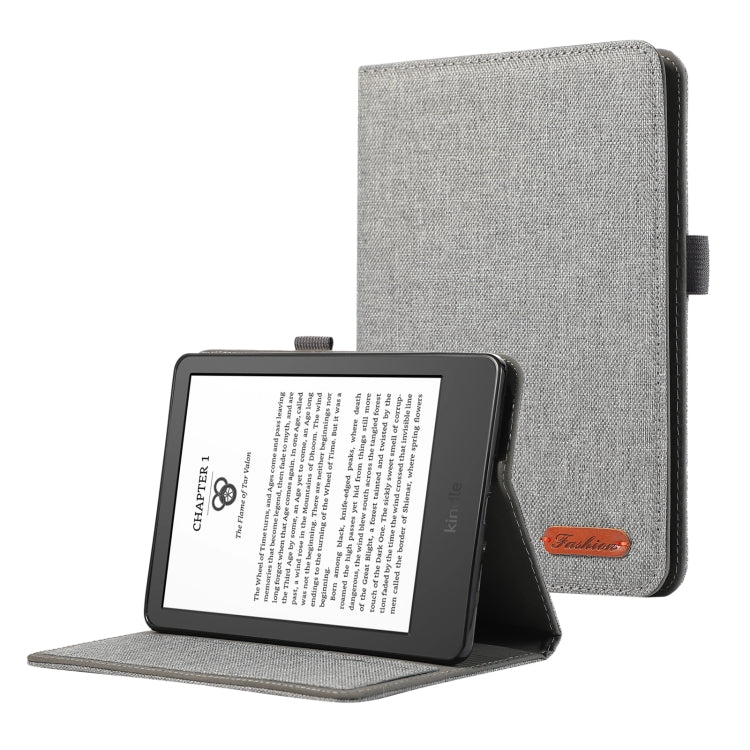 Light gray horizontal flip tablet case folio with stand and back cover with logo patch