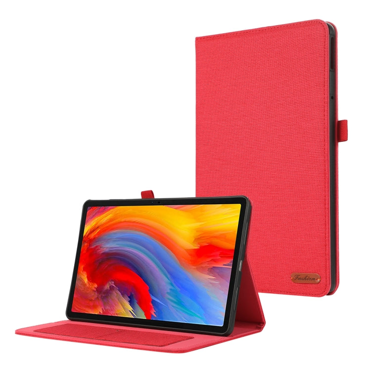 Red horizontal flip tablet case with stand and landscape tablet display