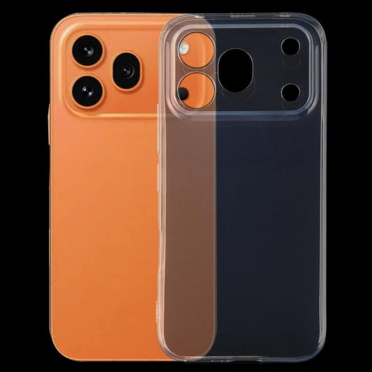 Clear TPU phone case with open camera and flash cutouts, slim transparent cover
