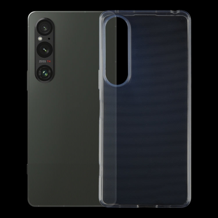 Transparent TPU phone case with back camera cutout and vertical button-side opening