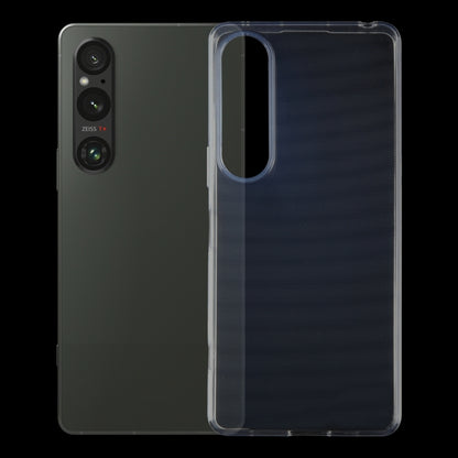 Transparent TPU phone case with back camera cutout and vertical button-side opening
