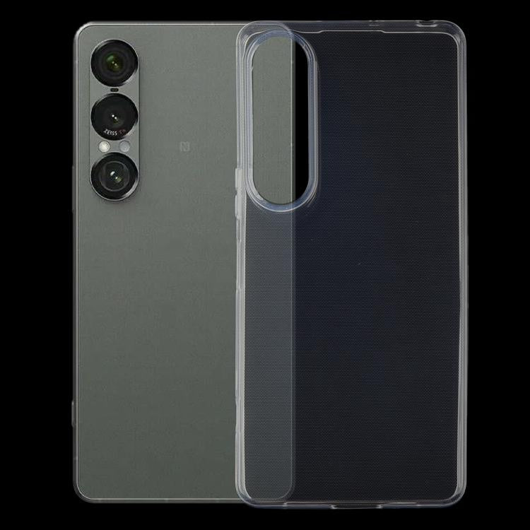 Clear TPU phone case with camera lens cutout and slim frame for Sony Xperia
