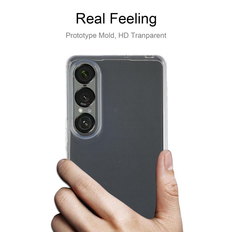 Transparent TPU phone case covering the back with precise camera cutout and openings