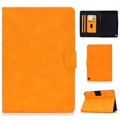 Orange cowhide-texture leather horizontal flip case with card slot and flip cover