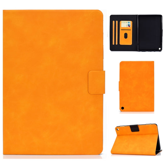 Orange cowhide-texture leather horizontal flip case with card slot and flip cover