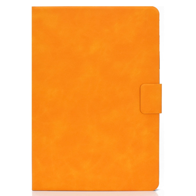 Orange cowhide-texture leather flip case with side card holder pocket