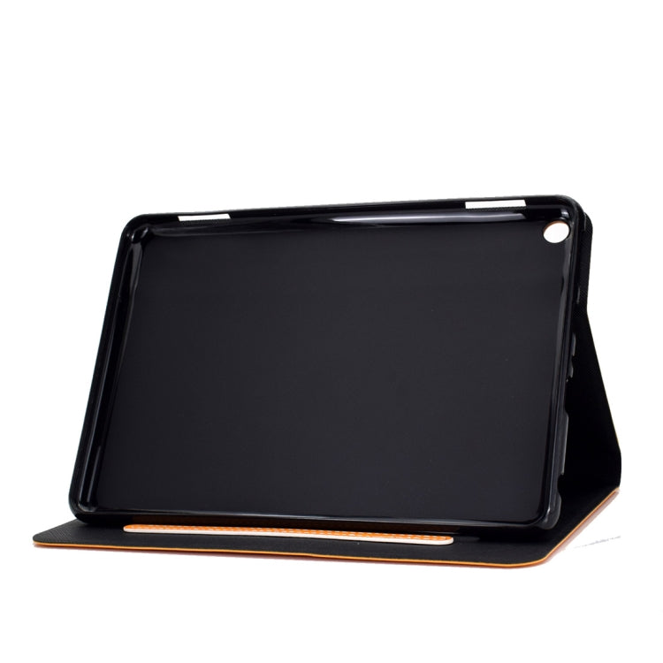 Black cowhide-texture leather flip case with stand-up viewing angle