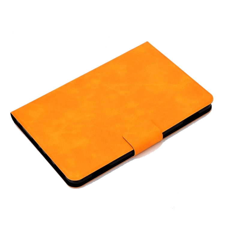 Orange cowhide-texture leather flip cover case with black edges