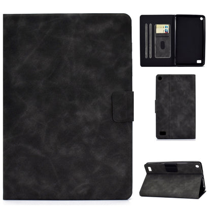 Black cowhide-texture leather flip case with card slots and stand holder