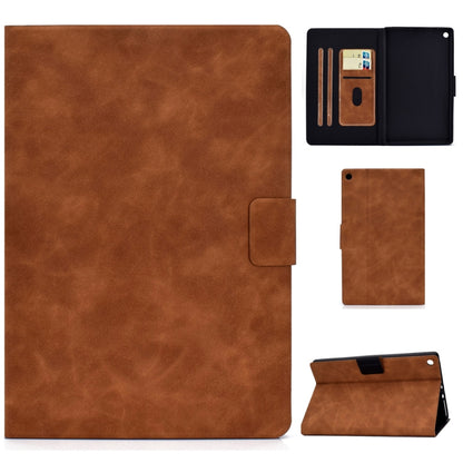 Brown cowhide-texture leather flip case with card slots and stand holder