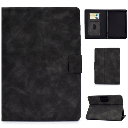 Dark cowhide-texture folio leather case with card slots and flip stand for tablet