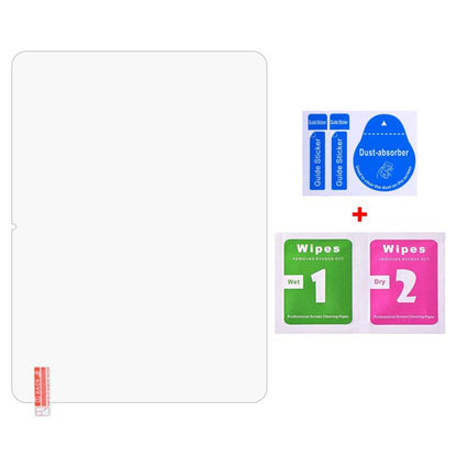 Tablet screen protector film with included cleaning wipes and accessories