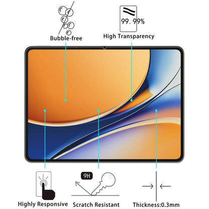 Tablet tempered glass screen protector film, bubble-free, 9H scratch resistant design