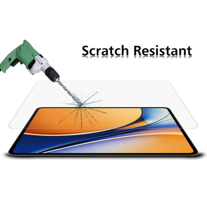 Scratch-resistant clear tempered glass screen protector film over tablet screen