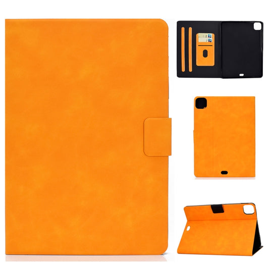 Orange leather flip case with card slots and sleep/wake cover for tablet