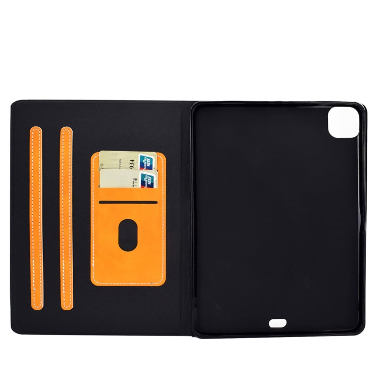 Orange and black folio case with card slots and holder pockets, flip design