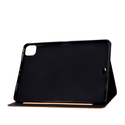 Orange leather folio stand case with screen-facing cover and corner cutouts