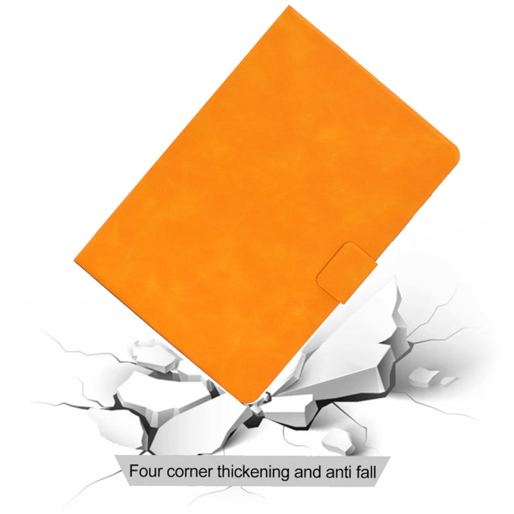 Orange leather tablet case with reinforced corners for anti-fall protection