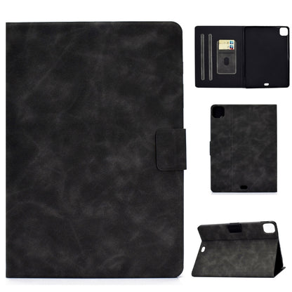 Cowhide-texture flip leather case with card slots and sleep/wake cover, dark gray.