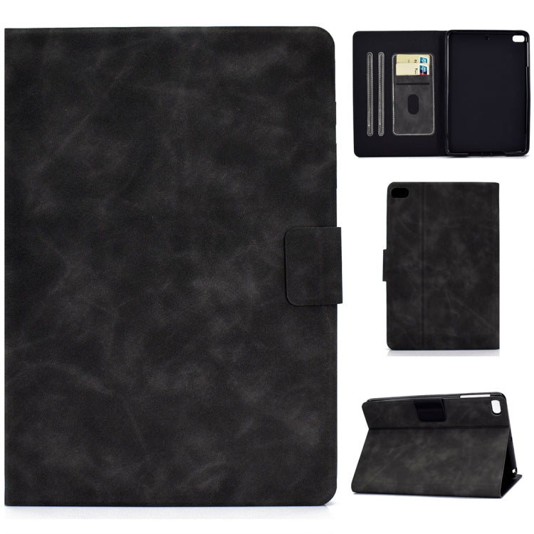 Cowhide-textured leather flip case with card slots and sleep/wake, dark gray folio