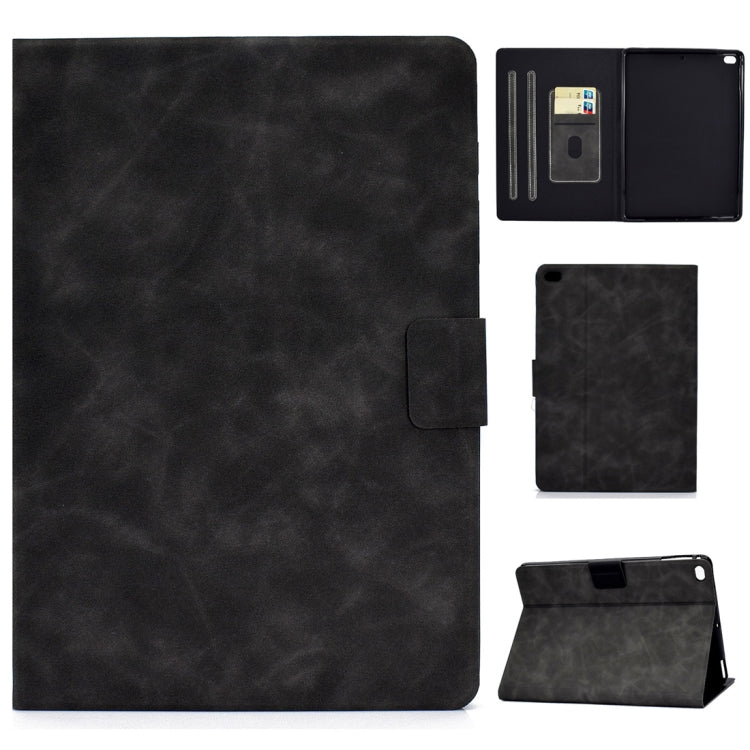 Cowhide-textured leather flip case with card slots and sleep/wake, black cowhide folio