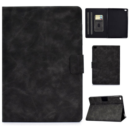 Cowhide-textured leather flip case with card slots and sleep/wake, black cowhide folio