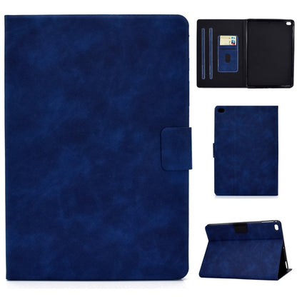 Cowhide-textured leather flip case with card slots and sleep/wake, royal blue folio