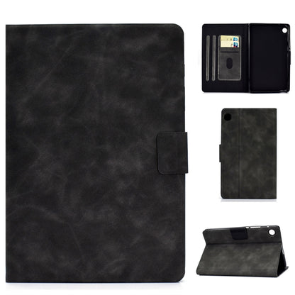 Cowhide-texture leather flip case for tablet, dark gray, with card slot and stand