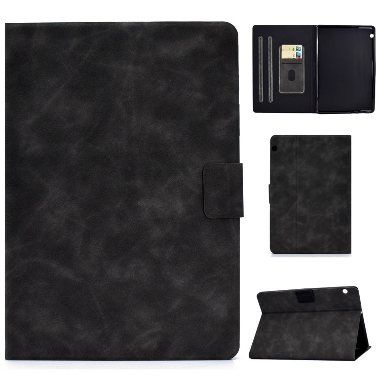 Cowhide-texture leather flip case for tablet, dark gray, with card slot and sleep cover