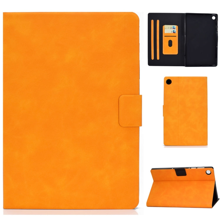 Khaki cowhide-textured leather flip case with card slots and sleep/wake holder for tablet