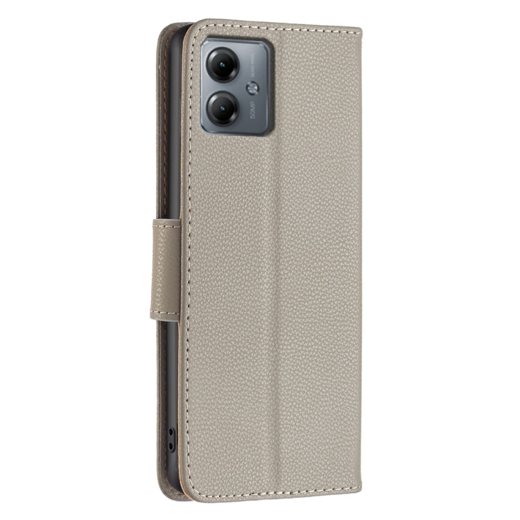 Grey textured flip leather phone case with camera cutout and side button openings