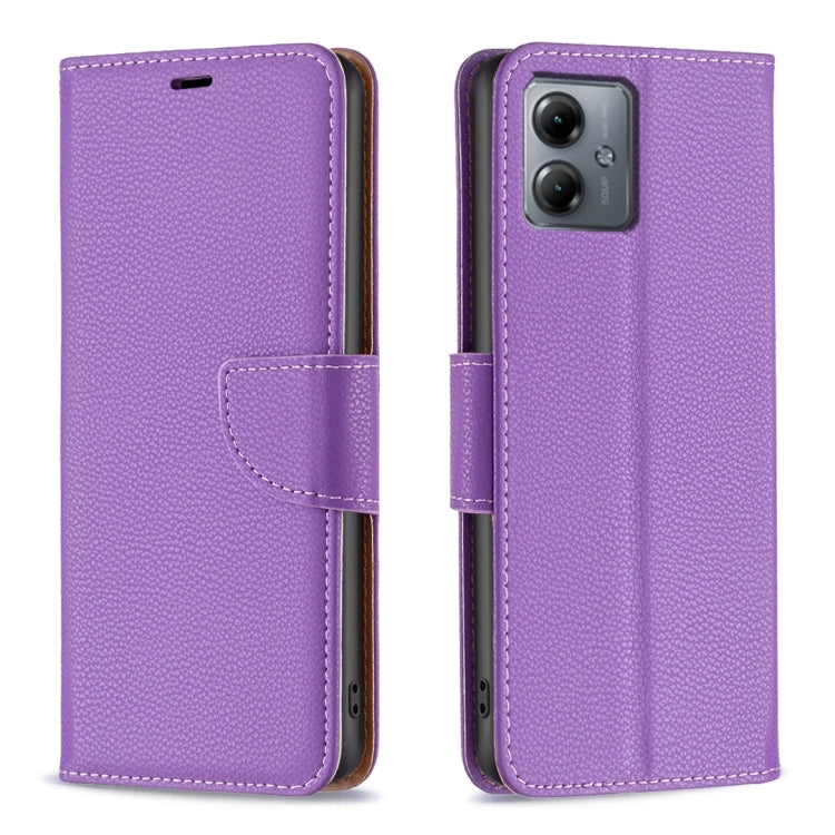 Purple textured flip leather phone case with magnetic strap and camera cutout