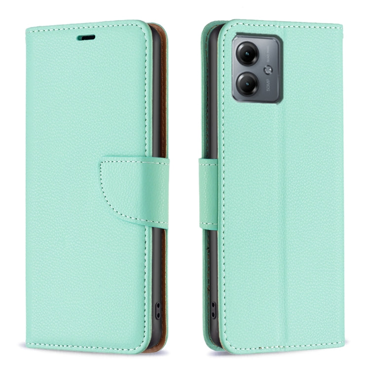 Light mint textured flip leather phone case with magnetic strap and side openings