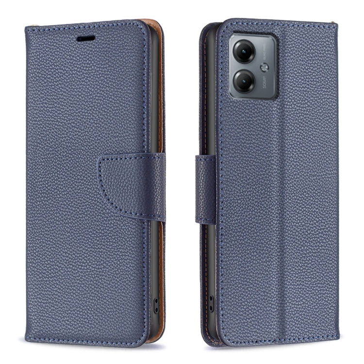Navy textured flip leather phone case with magnetic strap and button cutouts