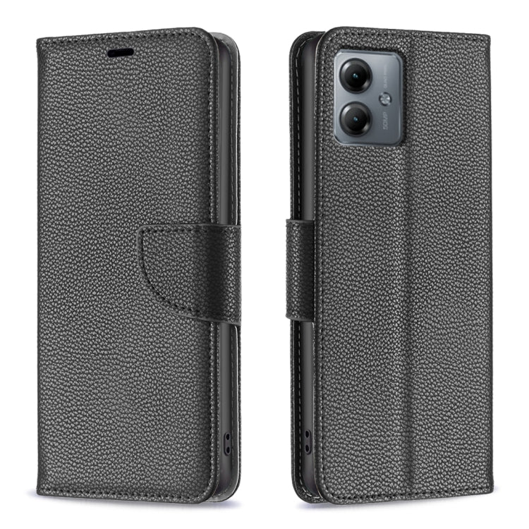 Grey litchi-texture flip leather phone case with magnetic strap and cutouts