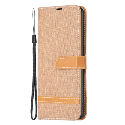 Color Block Denim Texture Leather Phone Case, For Motorola Moto G14 4G