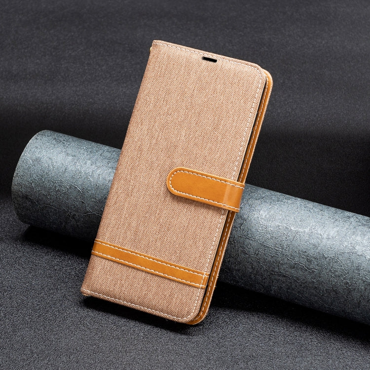 Color Block Denim Texture Leather Phone Case, For Motorola Moto G14 4G