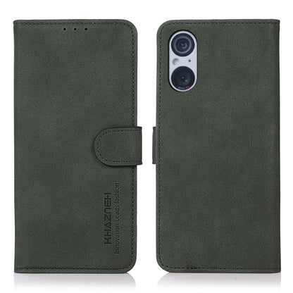 Green matte leather flip phone case with side strap and camera cutout