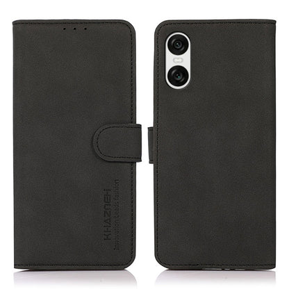 Matte black leather phone case with flip cover and side magnetic strap, rear camera cutout