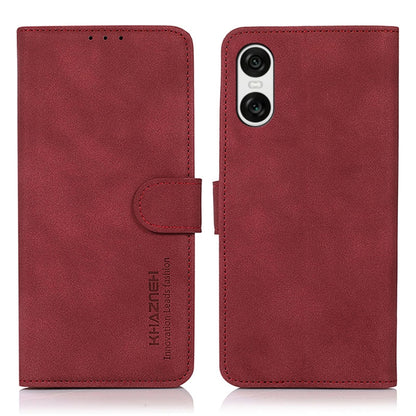 Matte red leather phone case with flip cover and side magnetic strap, rear camera cutout