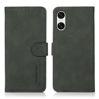Matte green leather phone case with flip cover and side magnetic strap, rear camera cutout