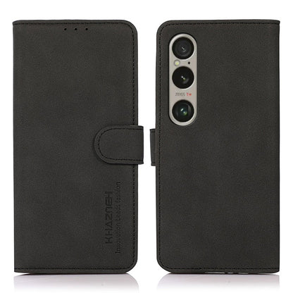 Black matte leather flip phone case with side strap and camera cutout